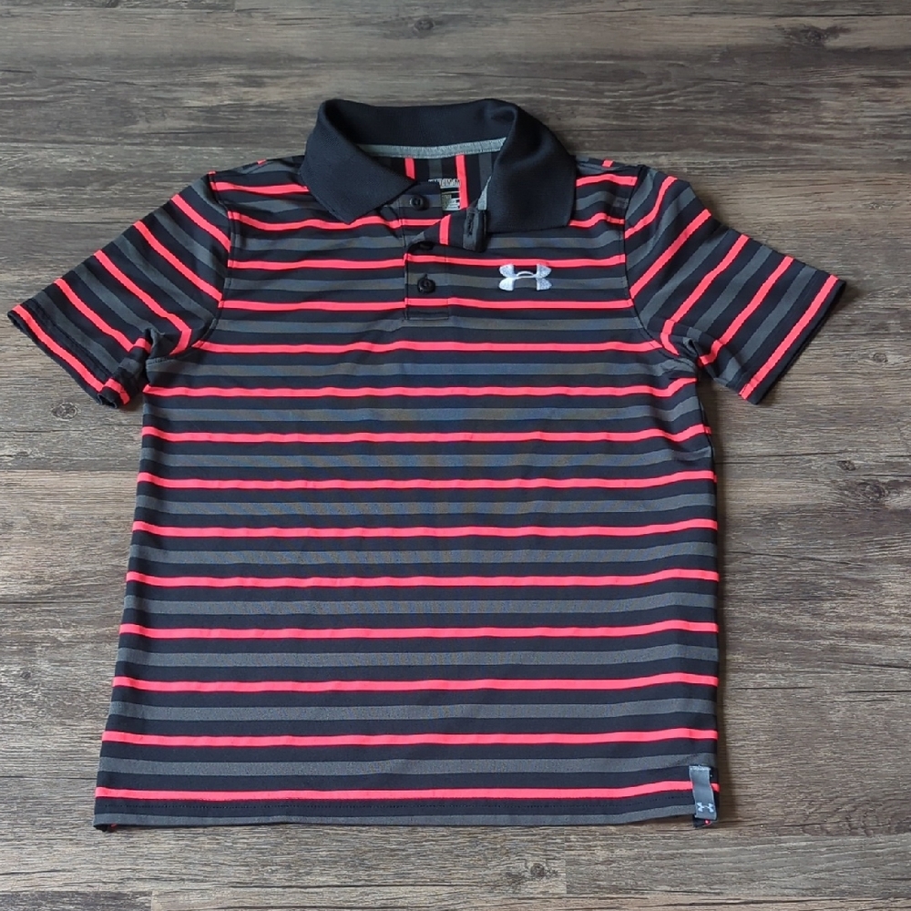Under Armour Black and Red Polo Shirt